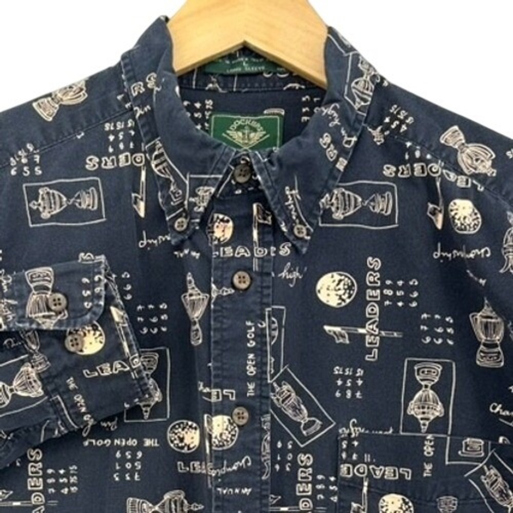 VTG Dockers Golf Print Long Sleeve Button Down Shirt Men's L Golfcore AOP Preppy